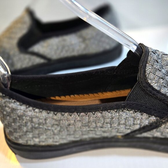 Bernie Mev Verona Women's Woven Pewter Metallic Slip-On Sneakers Size 9.5 EU41 - Picture 3 of 5